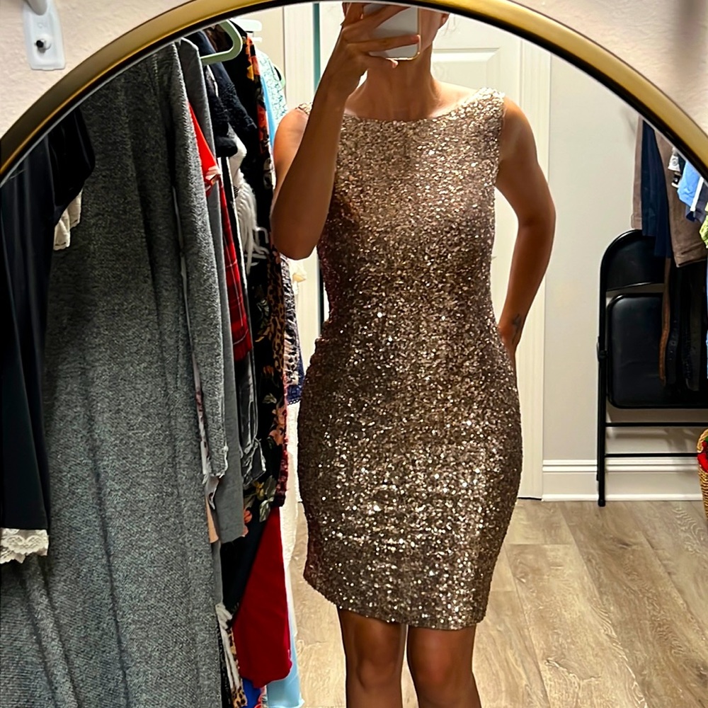 Gold mini dress